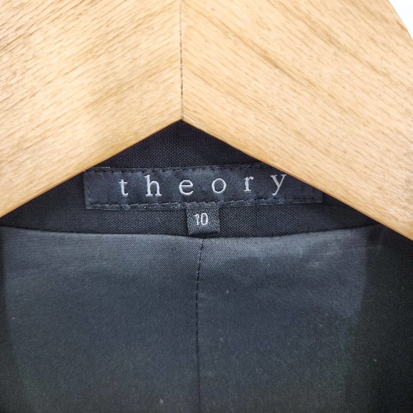 Theory Womens Blazer Jacket Wool Stretch Black One Button Size 10 6 - Picture 3 of 5